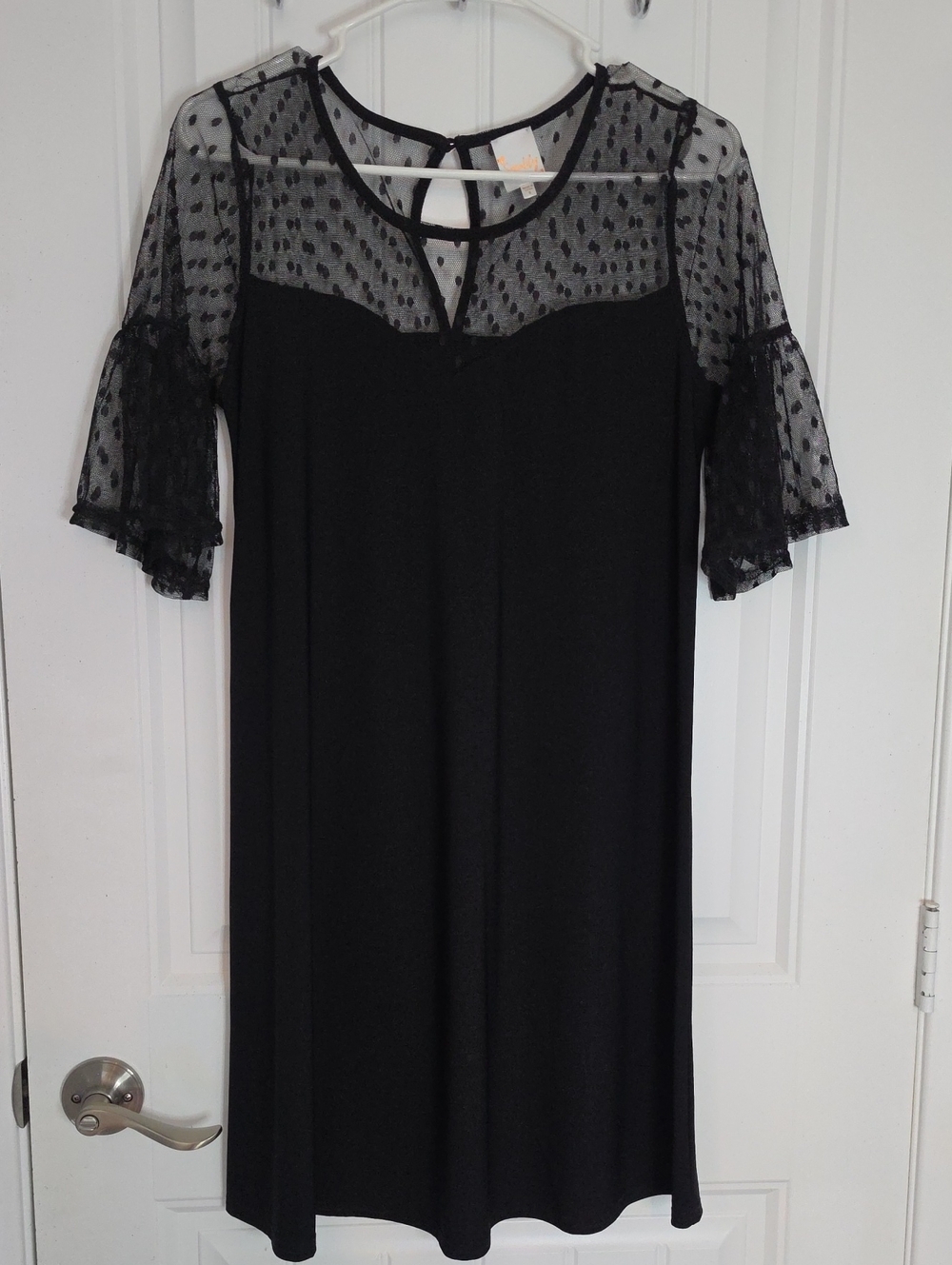 Siren Lily Black Dot Mesh Yoke Mini Dress